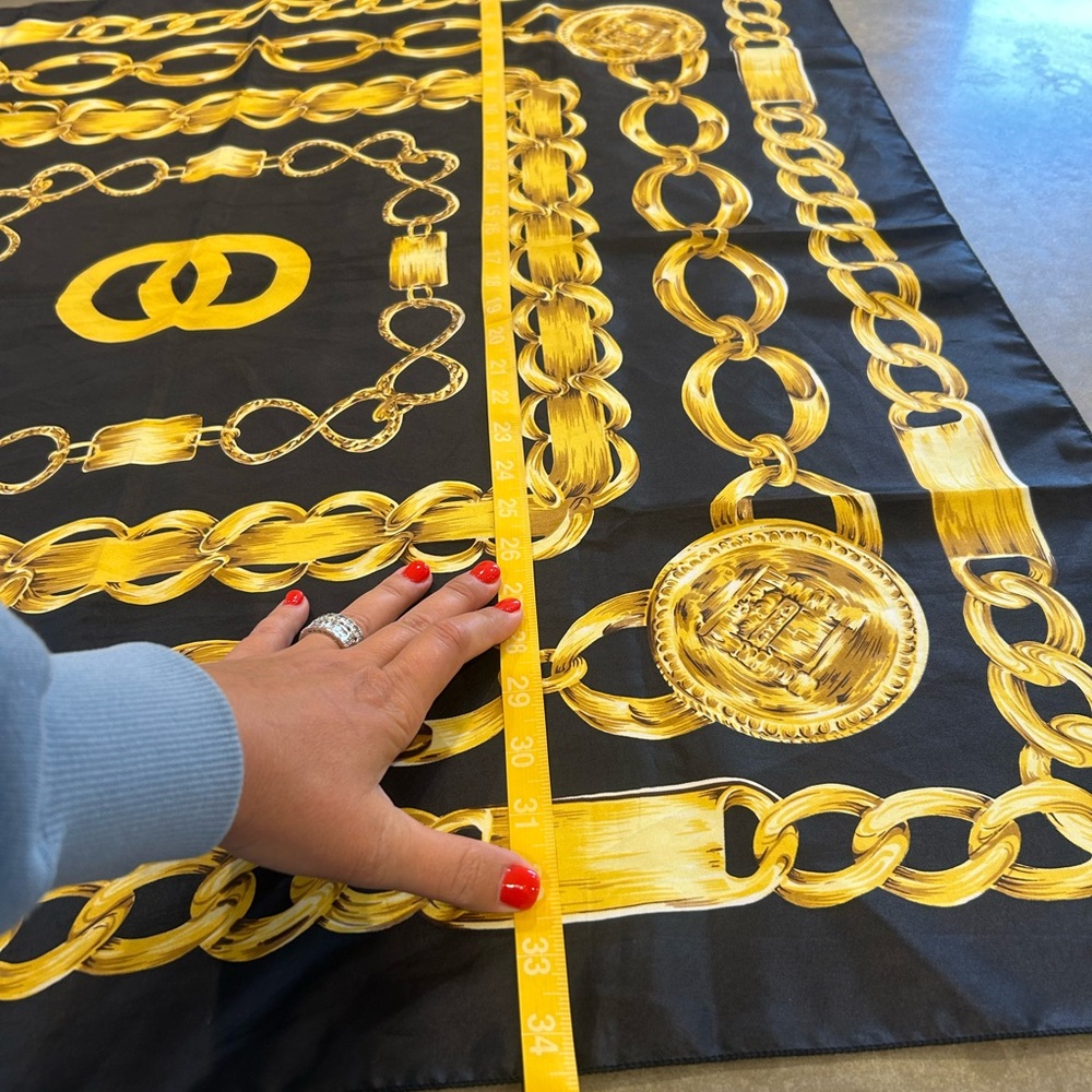Black and Gold Chain Print Scarf - Picture 9 of 10